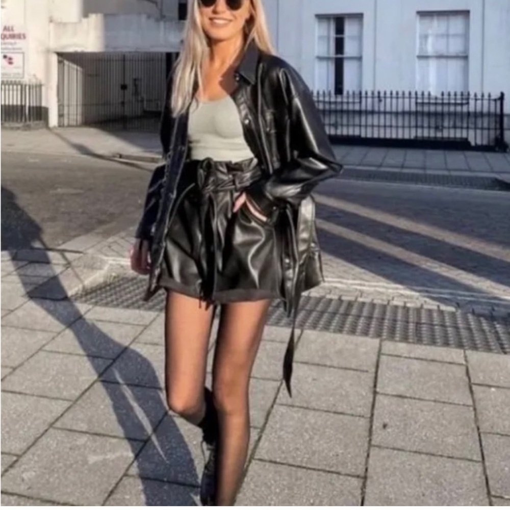 Leather Belted Shorts